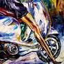 Girl on a scooter.
A modern art direction in palette knife technique by Mirek Kuzniar.
Oil painting on canvas with certificate of authenticity and signed on the front and back.
March 2020.