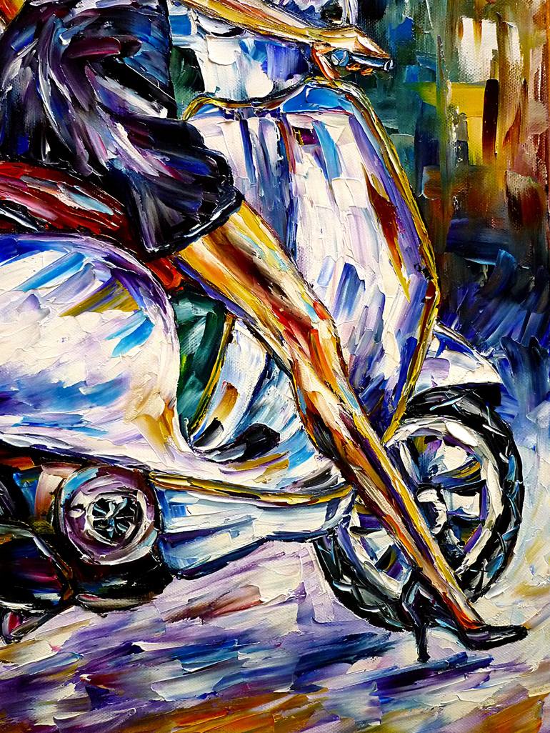 Original Abstract Motorbike Painting by Mirek Kuzniar