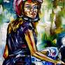 Girl on a scooter.
A modern art direction in palette knife technique by Mirek Kuzniar.
Oil painting on canvas with certificate of authenticity and signed on the front and back.
March 2020.