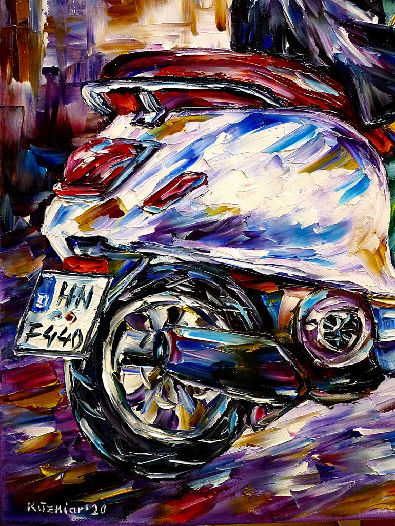 Original Motorbike Painting by Mirek Kuzniar