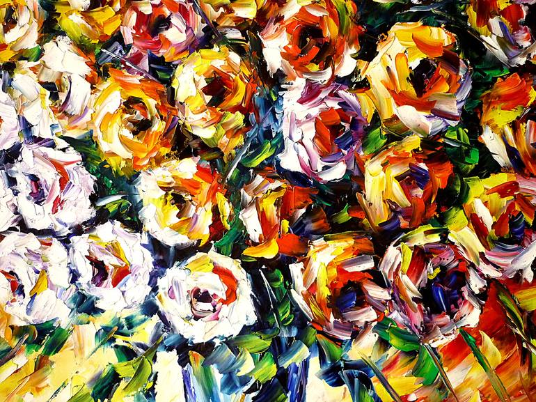 Original Impressionism Floral Painting by Mirek Kuzniar