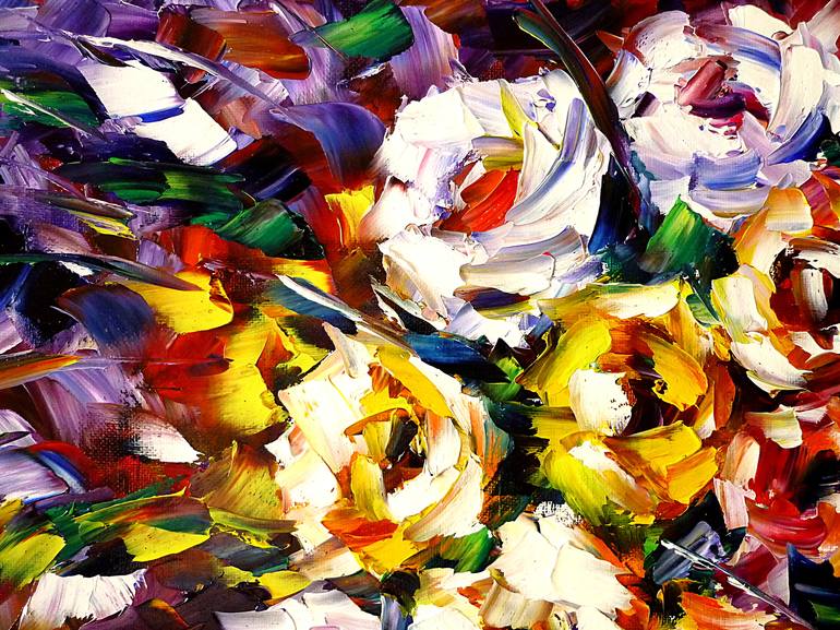 Original Impressionism Floral Painting by Mirek Kuzniar