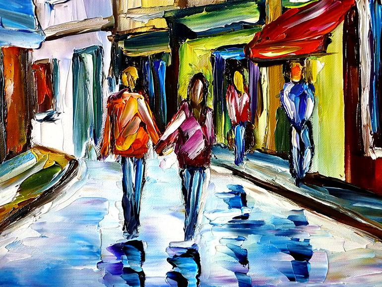 Original Abstract Cities Painting by Mirek Kuzniar