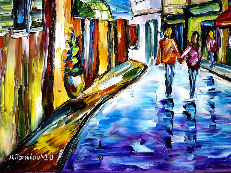 Original Abstract Cities Painting by Mirek Kuzniar