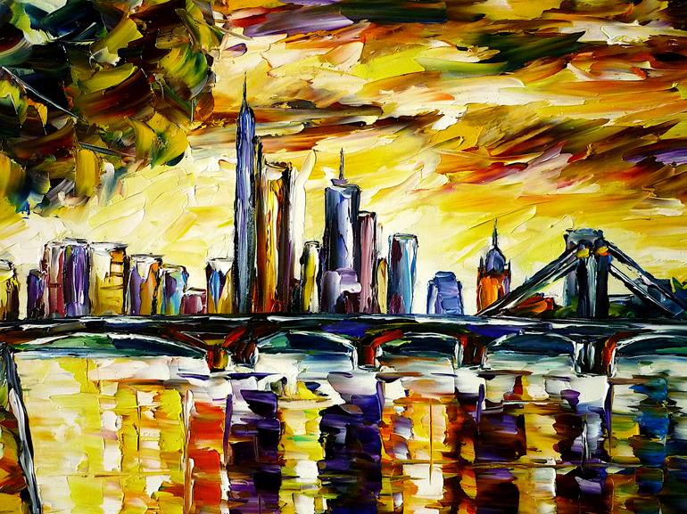 Original Abstract Cities Painting by Mirek Kuzniar