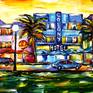 Miami Beach at sunset.
A modern art direction in palette knife technique by Mirek Kuzniar.
Oil painting on canvas with certificate of authenticity and signed on the front and back.
Professional stretcher made in Germany, made of softwood. Covered by hand.
October 2020.