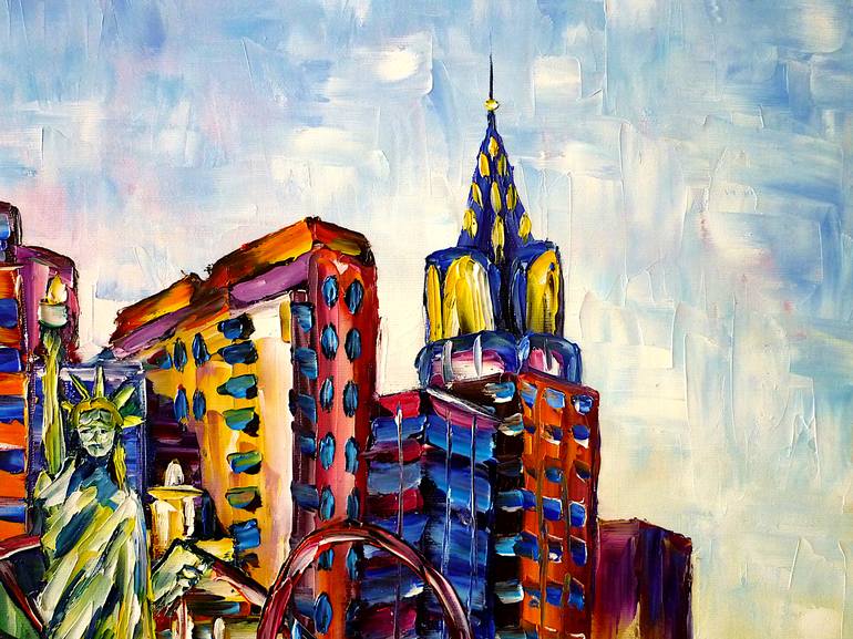 Original Las Vegas Skyline Oil Paintings on Canvas Modern 