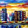 Colorful Dubai painting at sunset.
A modern art direction in palette knife technique by Mirek Kuzniar.
Oil painting on canvas with certificate of authenticity and signed on the front and back.
Professional stretcher made in Germany, made of softwood. Covered by hand.
October 2020.
