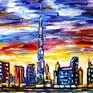 Colorful Dubai painting at sunset.
A modern art direction in palette knife technique by Mirek Kuzniar.
Oil painting on canvas with certificate of authenticity and signed on the front and back.
Professional stretcher made in Germany, made of softwood. Covered by hand.
October 2020.