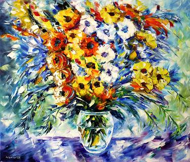 Print of Abstract Floral Paintings by Mirek Kuzniar