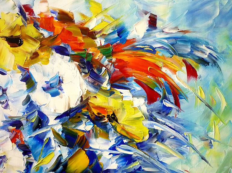 Original Abstract Floral Painting by Mirek Kuzniar