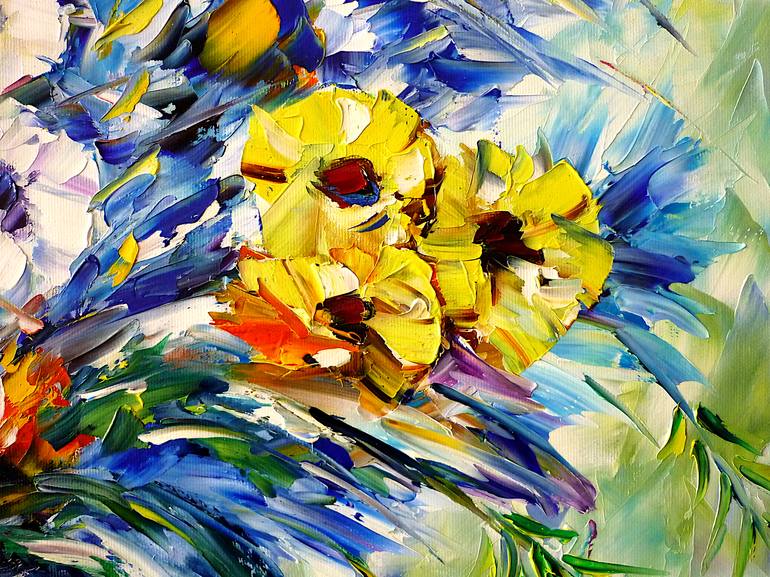 Original Abstract Floral Painting by Mirek Kuzniar