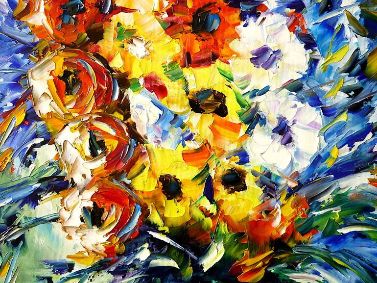 Original Abstract Floral Painting by Mirek Kuzniar