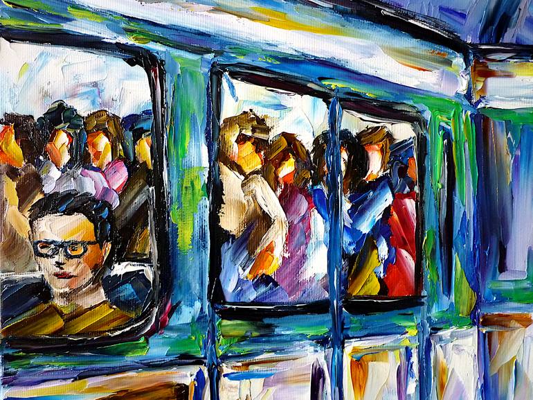 Original Fine Art Train Painting by Mirek Kuzniar