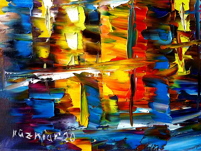 Original Abstract Cities Painting by Mirek Kuzniar