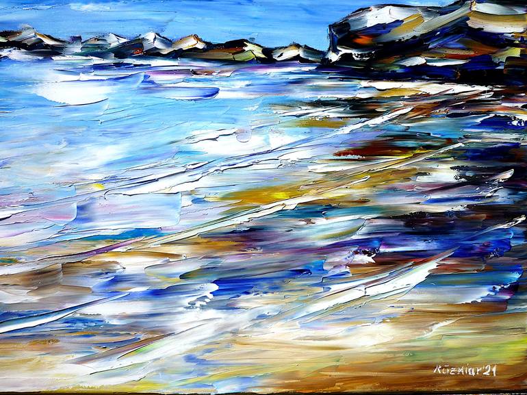 Original Abstract Beach Painting by Mirek Kuzniar