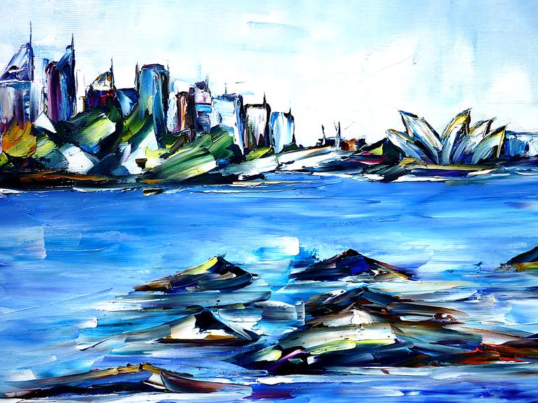 Original Abstract Beach Painting by Mirek Kuzniar