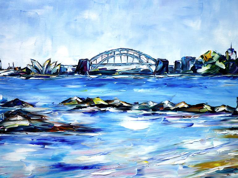Original Abstract Beach Painting by Mirek Kuzniar