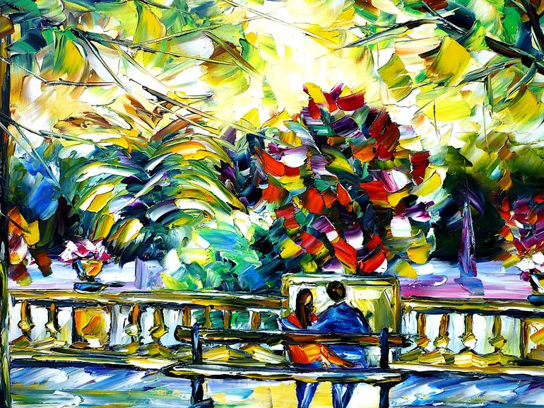 Original Impressionism Garden Painting by Mirek Kuzniar