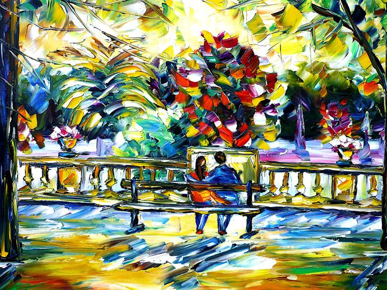 Original Impressionism Garden Painting by Mirek Kuzniar