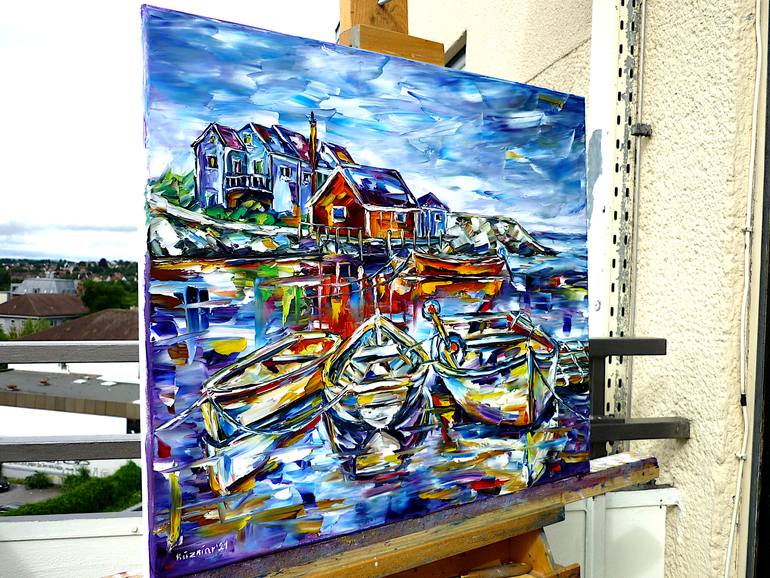 Original Abstract Boat Painting by Mirek Kuzniar