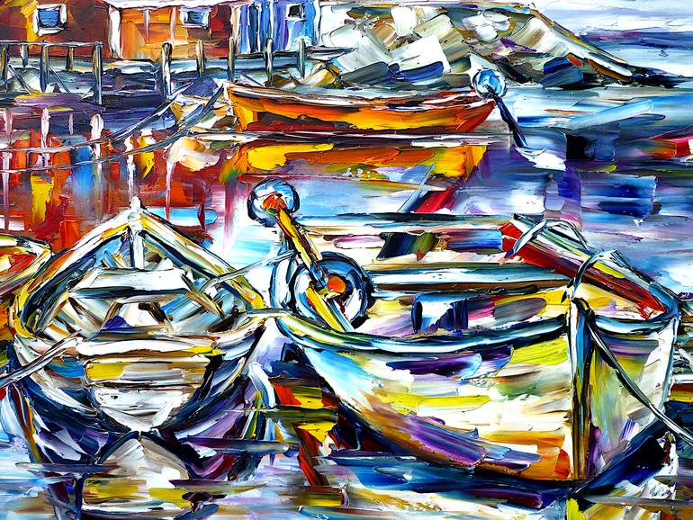 Original Abstract Boat Painting by Mirek Kuzniar
