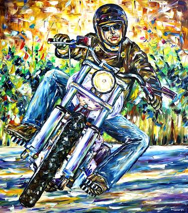 Print of Figurative Motorcycle Paintings by Mirek Kuzniar