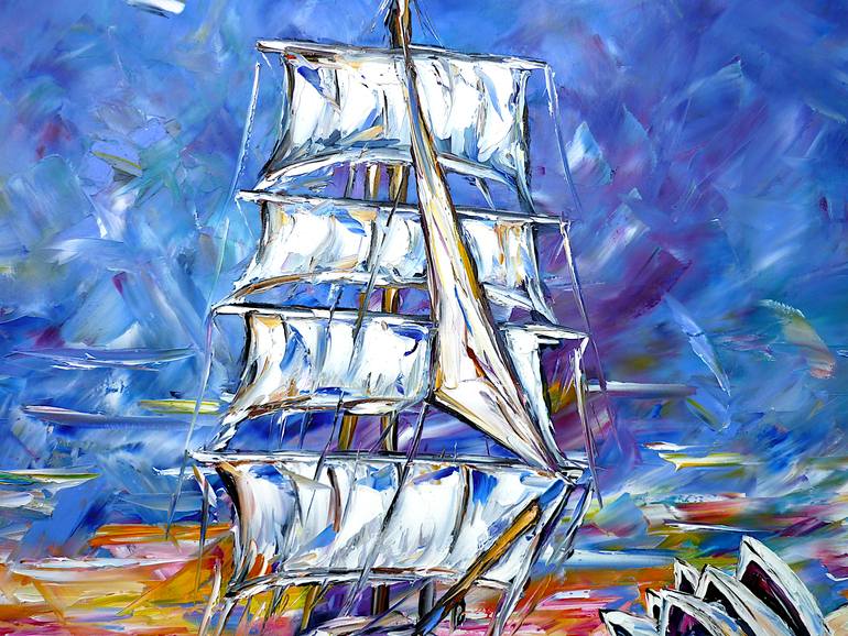 Original Abstract Boat Painting by Mirek Kuzniar