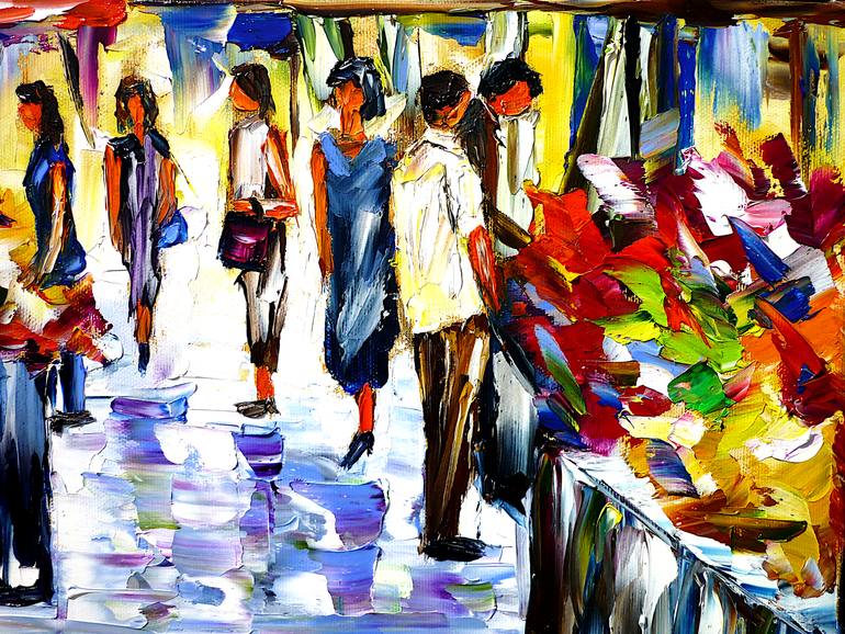 Original Figurative Cities Painting by Mirek Kuzniar