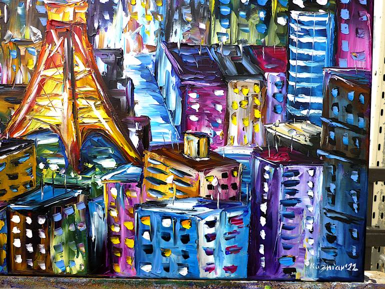 Original Abstract Cities Painting by Mirek Kuzniar