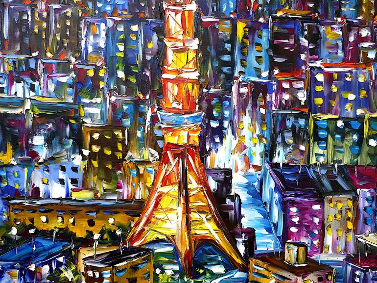 Original Abstract Cities Painting by Mirek Kuzniar