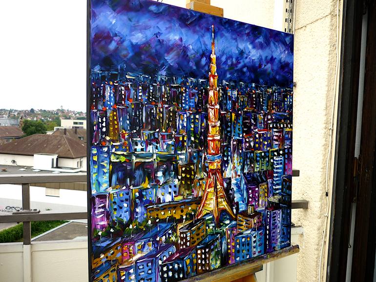 Original Abstract Cities Painting by Mirek Kuzniar