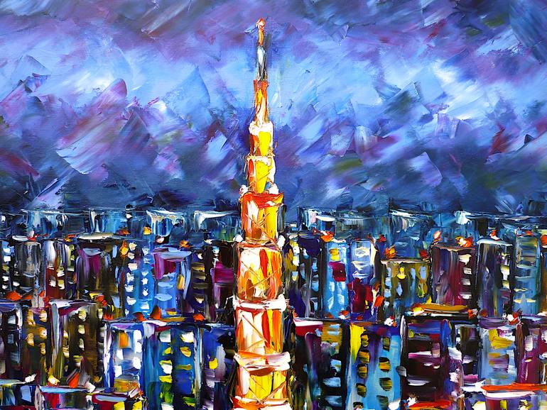 Original Abstract Cities Painting by Mirek Kuzniar