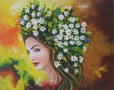 Print of Figurative Floral Paintings by Asha Suresh