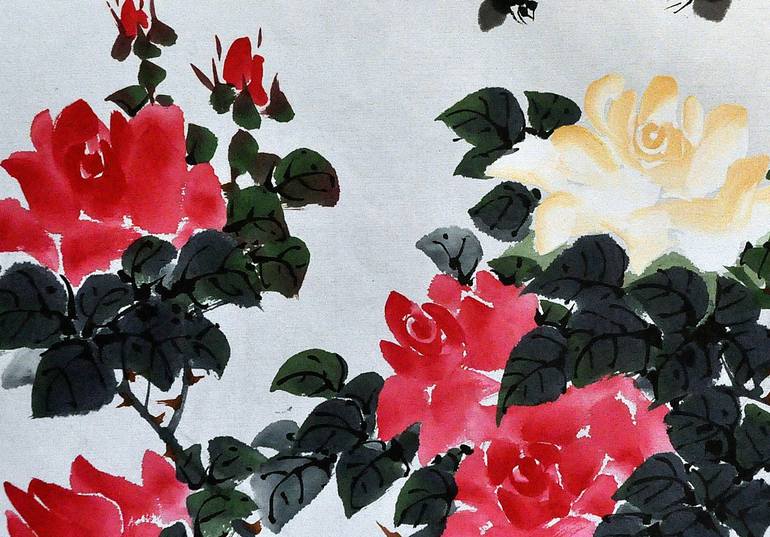 Original Abstract Floral Painting by Jeremy Yong