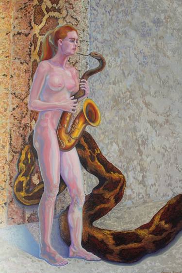 Original Figurative Music Paintings by Lourdes Mieres