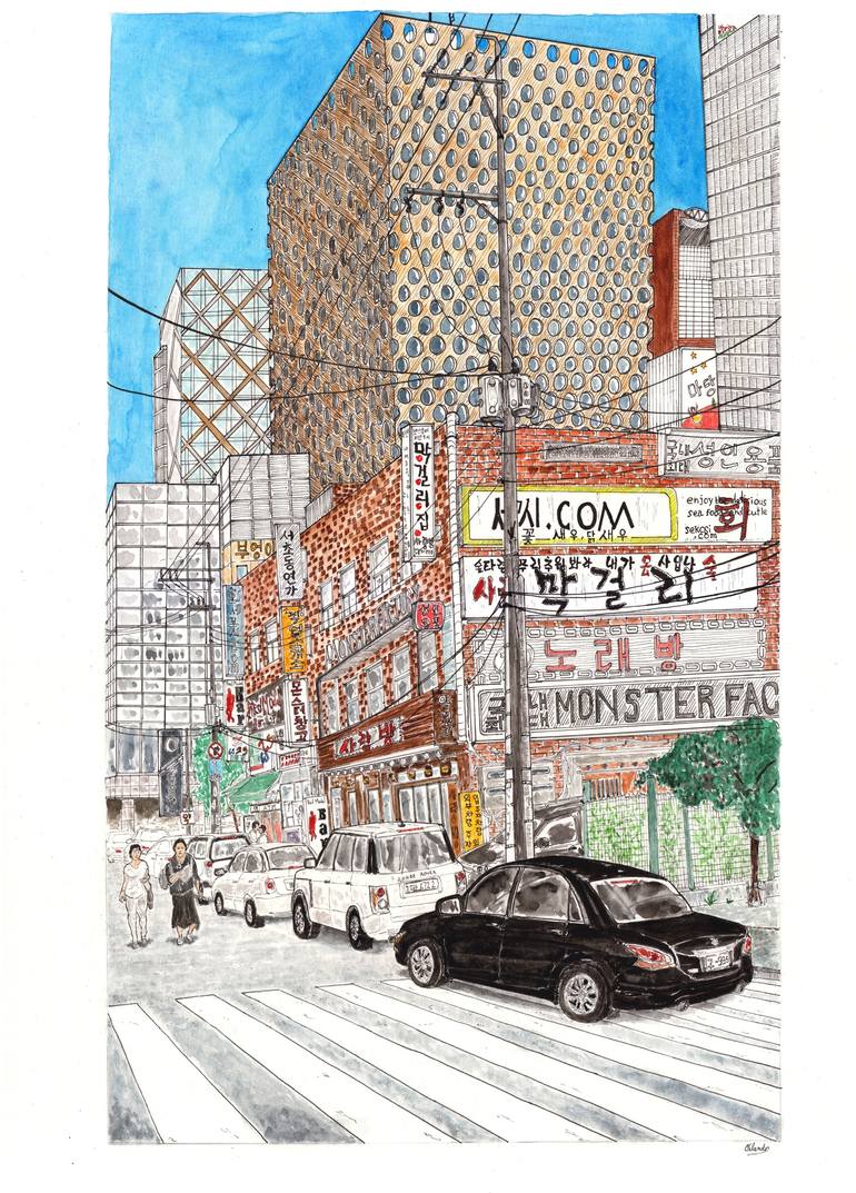 Gangnam - Seoul Painting by Orlando Marin-Lopez | Saatchi Art
