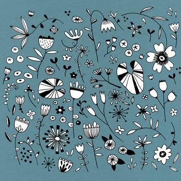 Original Folk Floral Drawings by Nic Squirrell