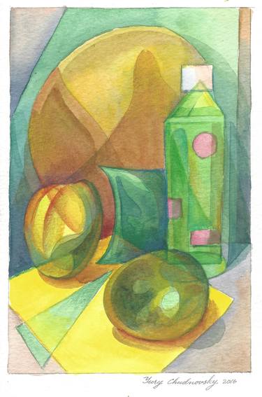 Print of Cubism Still Life Paintings by Yury Chudnovsky
