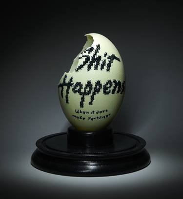 "Shit Happens" (Embroidered Rhea Egg) thumb