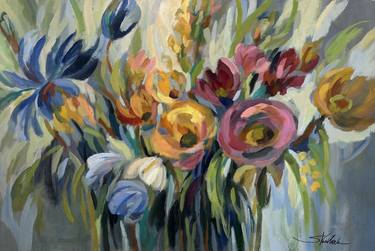 Original Expressionism Floral Paintings by Silvia Vassileva