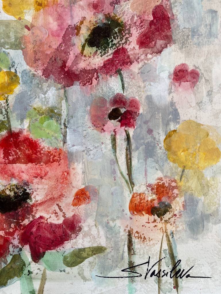 Original Expressionism Floral Painting by Silvia Vassileva