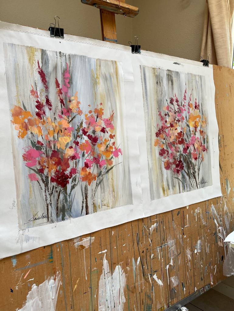 Original Expressionism Floral Painting by Silvia Vassileva