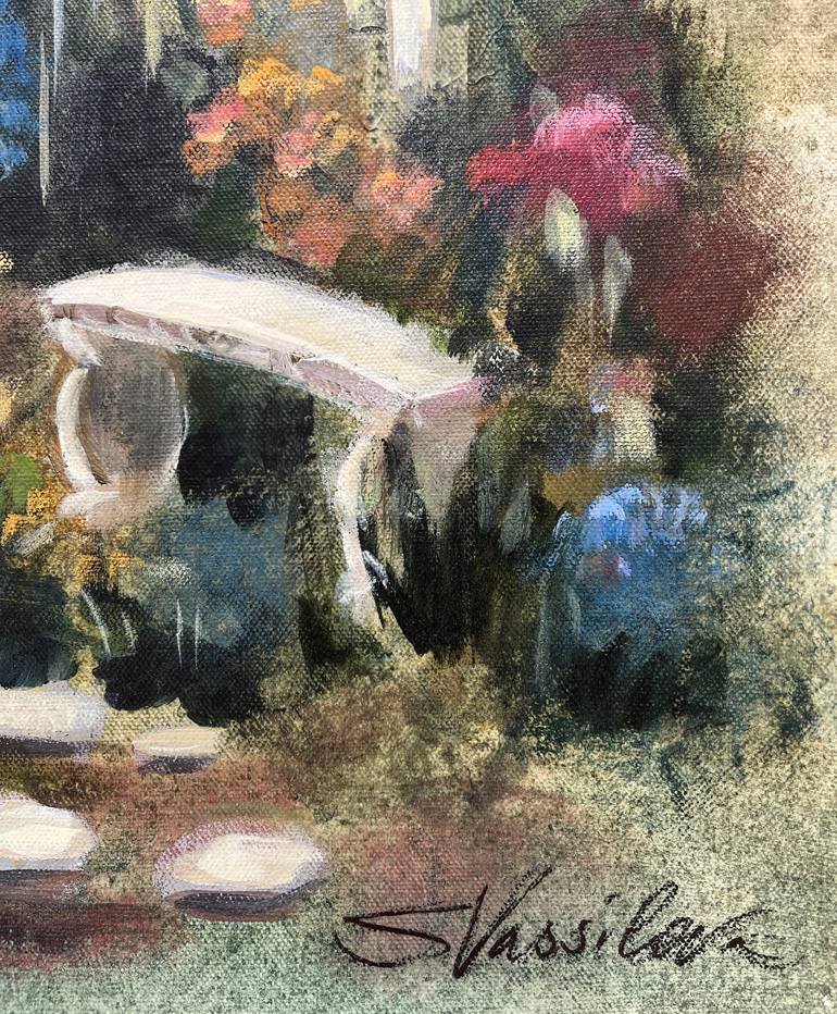 Original Impressionism Garden Painting by Silvia Vassileva