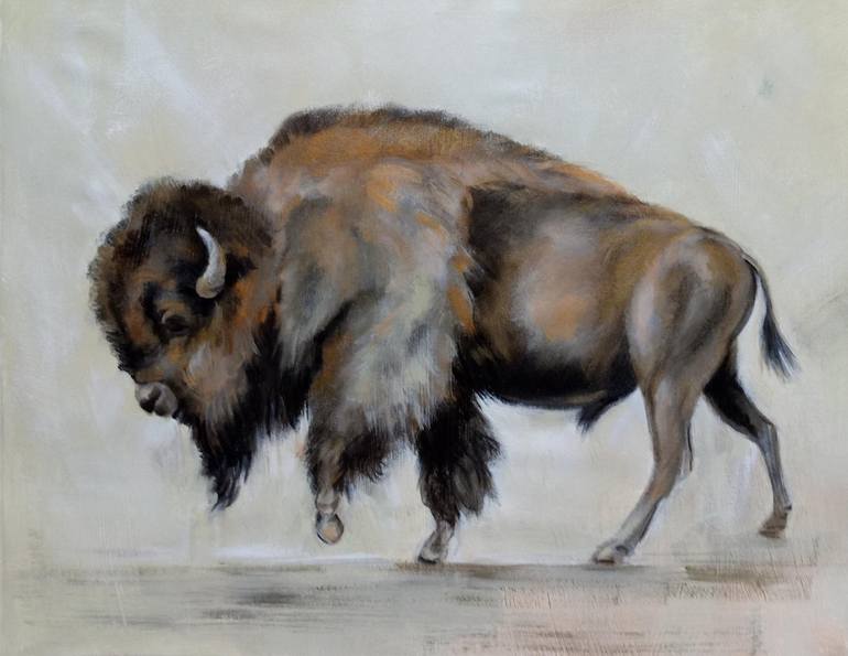 tin skab hat Bronze Buffalo Painting by Silvia Vassileva | Saatchi Art