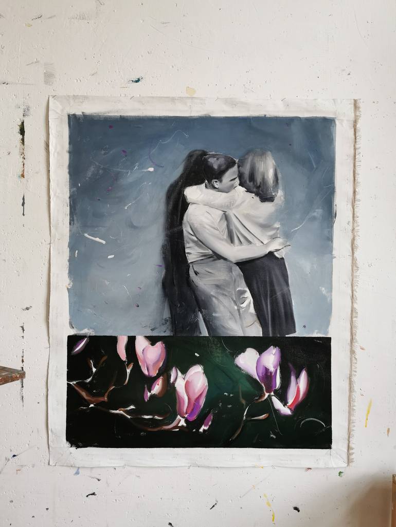 Original Abstract Love Painting by Laslo Sergiu