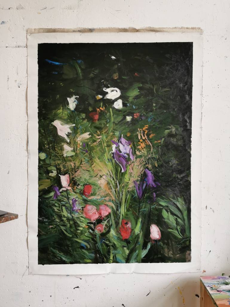 Original Floral Painting by Laslo Sergiu