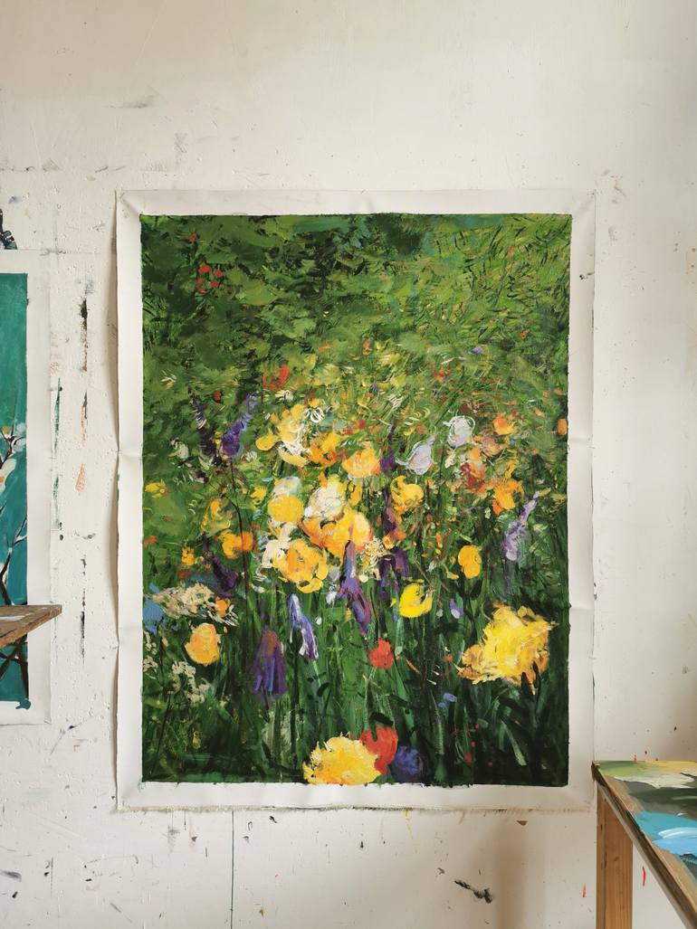 Original Floral Painting by Laslo Sergiu