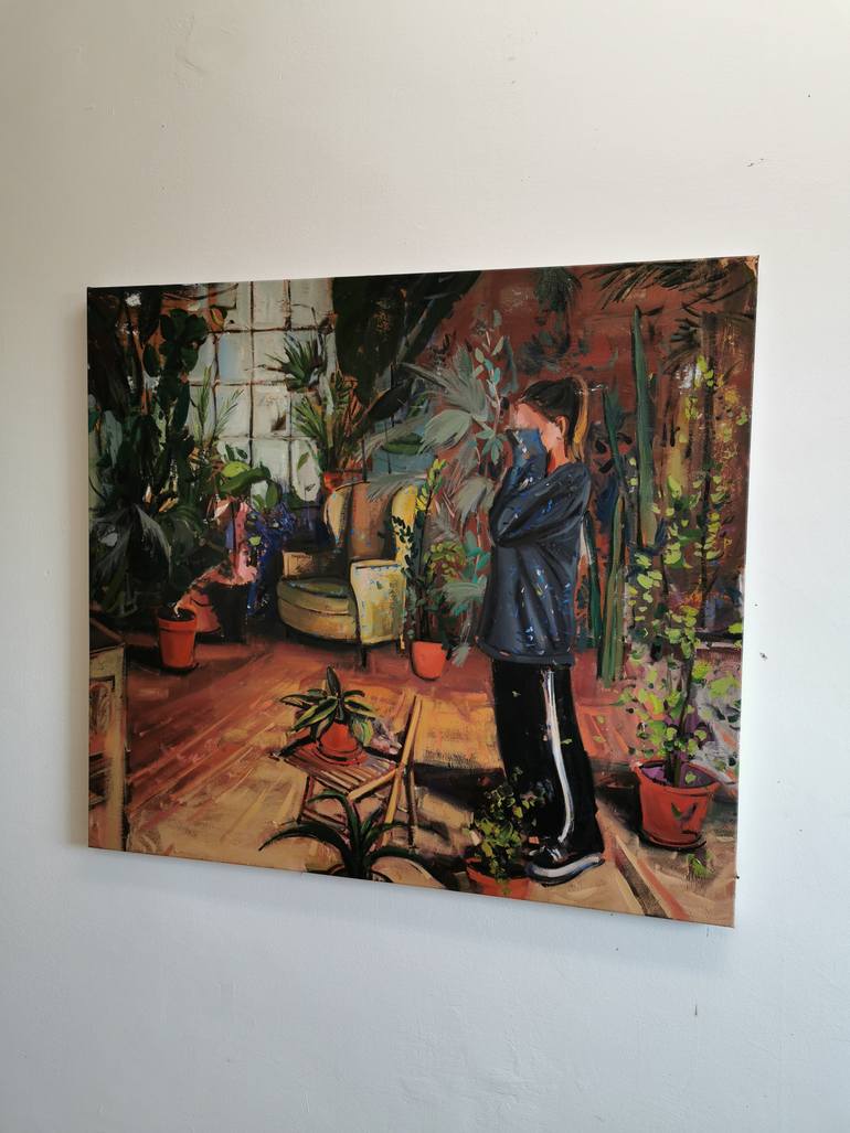 Original Abstract Floral Painting by Laslo Sergiu
