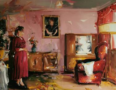 Original Abstract Women Painting by Laslo Sergiu